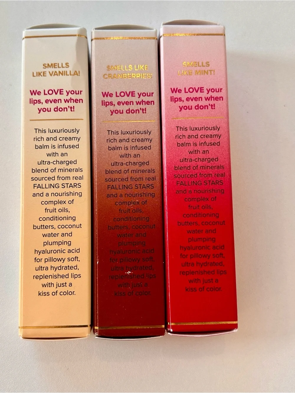 Too Faced Hangover Pillow Balm Trio Pink Mint Cranberry Vanilla